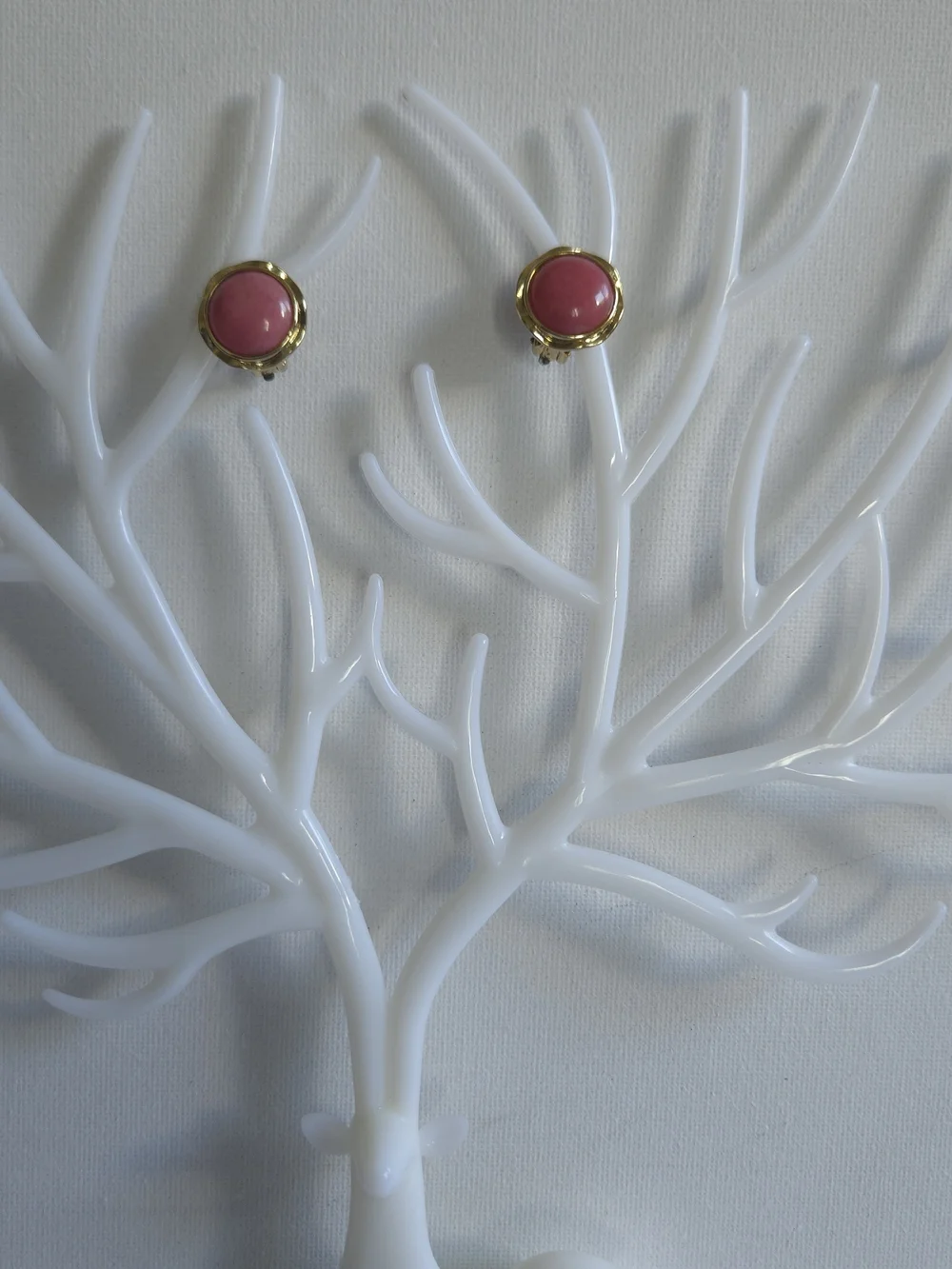 Vintage 1980s Mauve Pink Cabochon Clip On Earrings - Picture 10 of 11